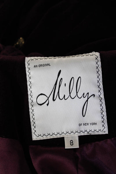 Milly Womens Blazer Purple Cotton Long Sleeve Size 8