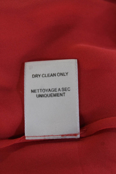 Joie Womens Red Silk Button Front Short Sleeve Round Neck Blouse Size S