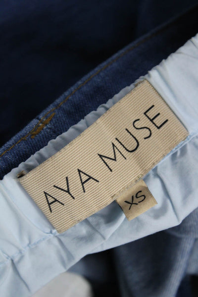 Aya Muse Womens Dark Blue High Rise Cotton Pants Size XS