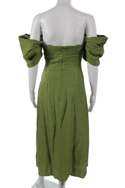 Cult Gaia Women Bohemian Full Length Green V Neck Dress Size 0