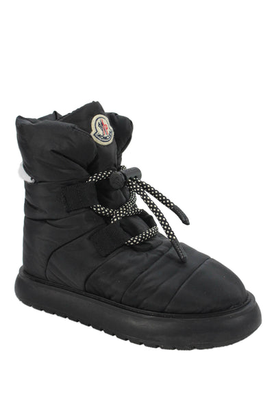 Moncler Womens Lace Up Puffer Ankle Snow Boots Black Size 38 8