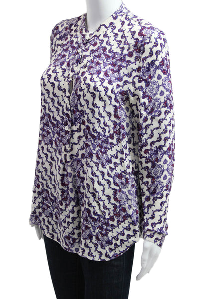 Rebecca Minkoff Womens Silk Paisley Mockneck Longsleeve Buttonup Blouse Size XS