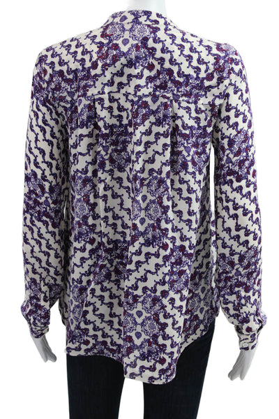Rebecca Minkoff Womens Silk Paisley Mockneck Longsleeve Buttonup Blouse Size XS