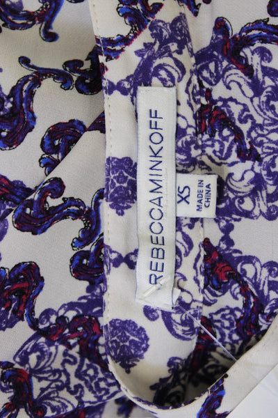 Rebecca Minkoff Womens Silk Paisley Mockneck Longsleeve Buttonup Blouse Size XS