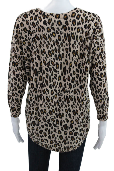 Joie Women Tunic V-Neck Animal Print Long Sleeve Beige Size XS