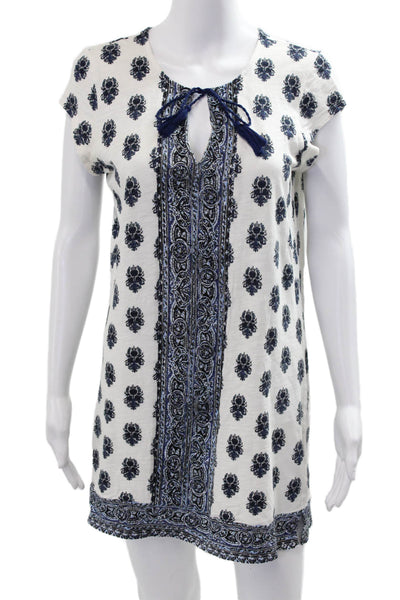Soft Joie Women Shift T-Shirt Dress White Floral Short Sleeve Size XS