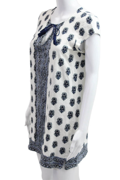 Soft Joie Women Shift T-Shirt Dress White Floral Short Sleeve Size XS