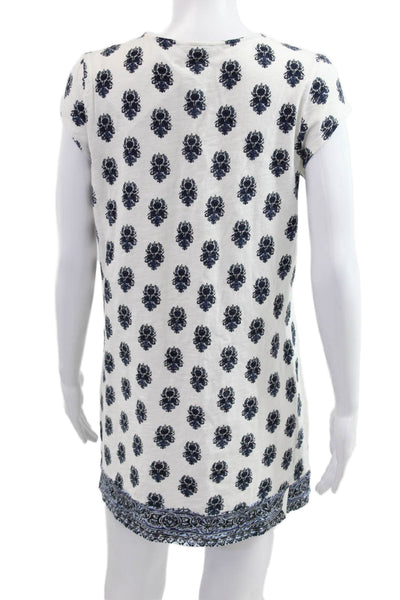 Soft Joie Women Shift T-Shirt Dress White Floral Short Sleeve Size XS