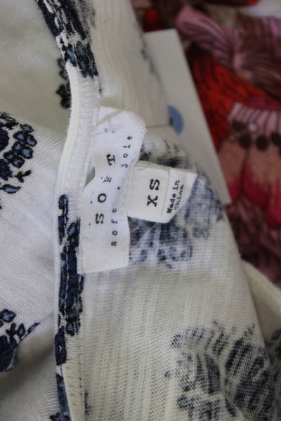 Soft Joie Women Shift T-Shirt Dress White Floral Short Sleeve Size XS