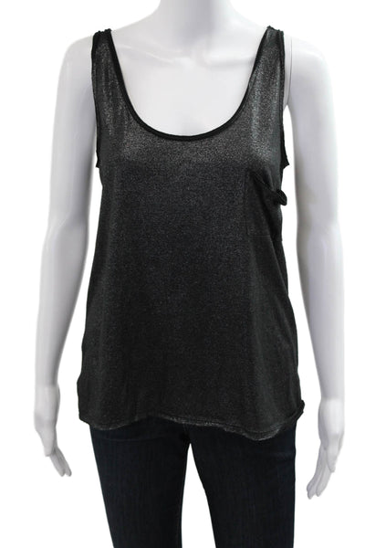Silence And Noise Women Basic Black Sleeveless Tank Round Neck Size S