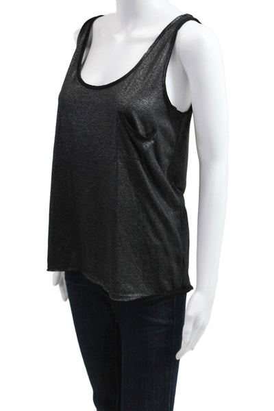 Silence And Noise Women Basic Black Sleeveless Tank Round Neck Size S