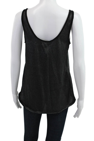 Silence And Noise Women Basic Black Sleeveless Tank Round Neck Size S