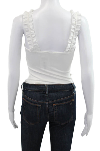 Le Lis Womens Camisole Square Neck Button White Sleeveless Size S