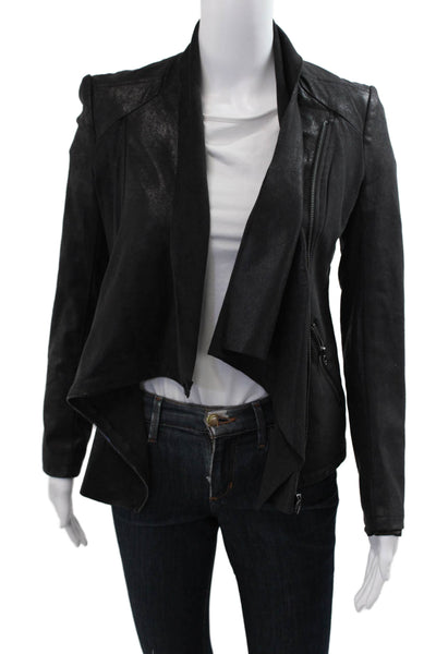 BLANKNYC Womens Motorcycle Jacket Black Zip 90% Polyester 10% Spandex Size S