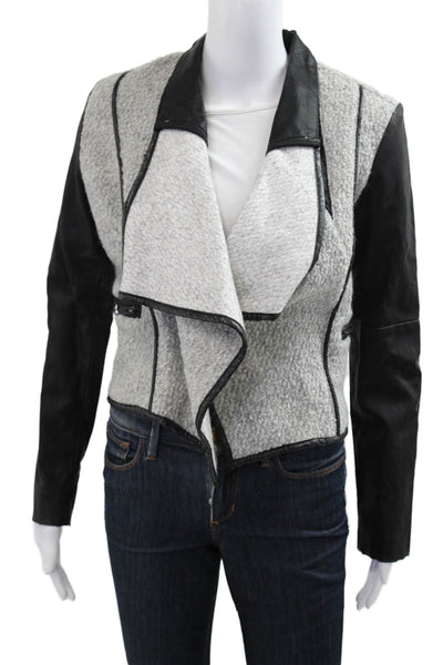 BLANKNYC Womens Black Biker Buckle Collared Wool Blend Jacket Longsleeve Size S