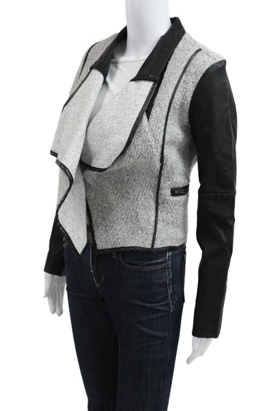 BLANKNYC Womens Black Biker Buckle Collared Wool Blend Jacket Longsleeve Size S