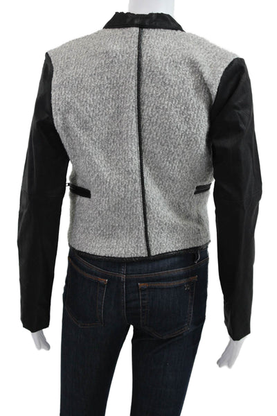 BLANKNYC Womens Black Biker Buckle Collared Wool Blend Jacket Longsleeve Size S