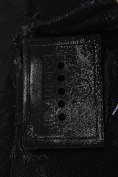 BLANKNYC Womens Black Biker Buckle Collared Wool Blend Jacket Longsleeve Size S