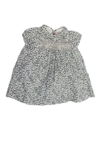 Bonpoint Girls Cotton Floral Short Sleeve Dress White Size 6M
