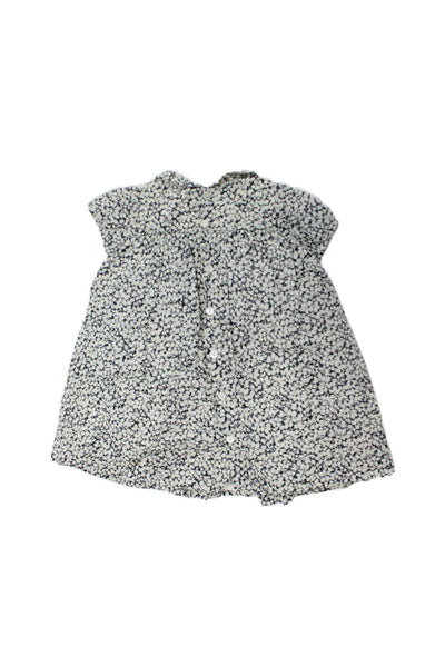 Bonpoint Girls Cotton Floral Short Sleeve Dress White Size 6M