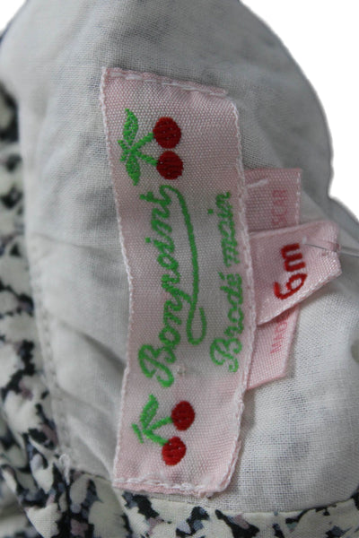 Bonpoint Girls Cotton Floral Short Sleeve Dress White Size 6M