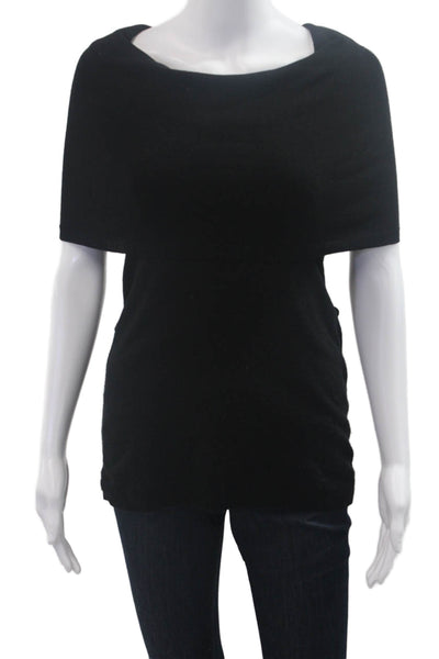 Lux Women Sleeveless Black Zip Solid Top Acrylic Blend Size M