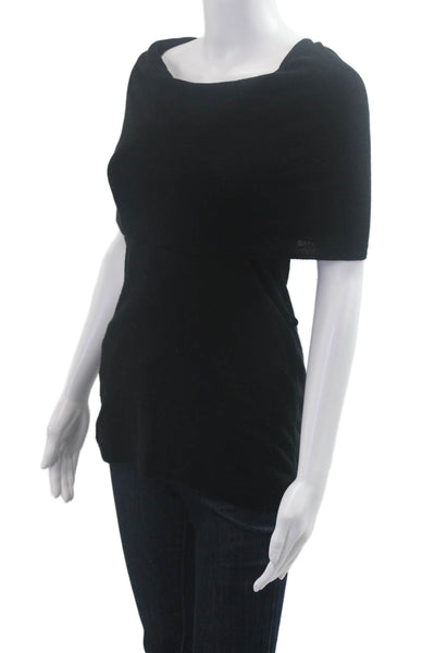Lux Women Sleeveless Black Zip Solid Top Acrylic Blend Size M