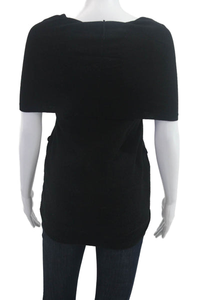 Lux Women Sleeveless Black Zip Solid Top Acrylic Blend Size M