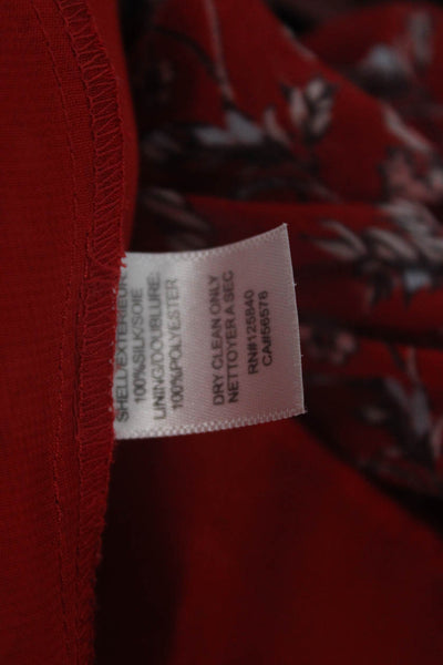 Intermix Women Red Silk Floral Bohemian Blouse 3/4 Sleeve Size M