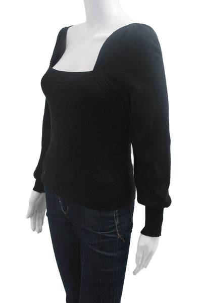Z Supply Womens Pullover Sweater Black Square Neck Long Sleeve Size M