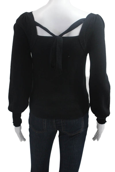 Z Supply Womens Pullover Sweater Black Square Neck Long Sleeve Size M