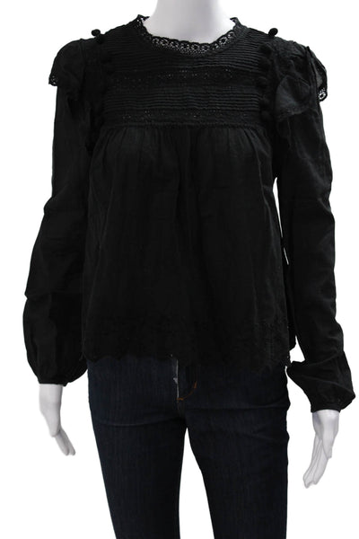 Zara Women Bohemian Camisole Black Cotton Round Neck Size S