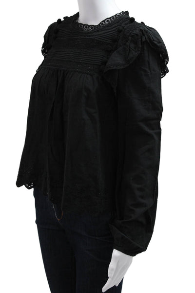 Zara Women Bohemian Camisole Black Cotton Round Neck Size S