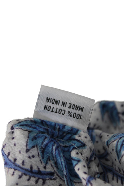 Roberta Roller Rabbit Women Blue Floral V-Neck Tunic 3/4 Sleeve Size XS