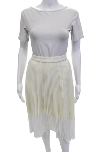 Club Monaco Womens Pleated Midi Skirt White Rayon Blend Size XS