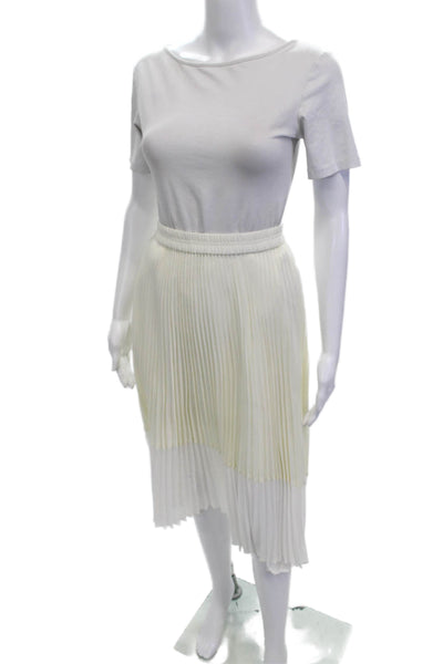 Club Monaco Womens Pleated Midi Skirt White Rayon Blend Size XS