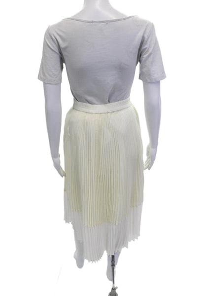 Club Monaco Womens Pleated Midi Skirt White Rayon Blend Size XS