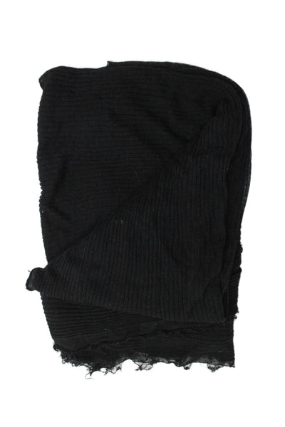 Theory Women's Sheer Raw Hem Wrap Scarf  Black Size 44" X 30"