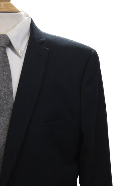 Topman Mens Dark Blue Collared Button Classic Blazer Size 46