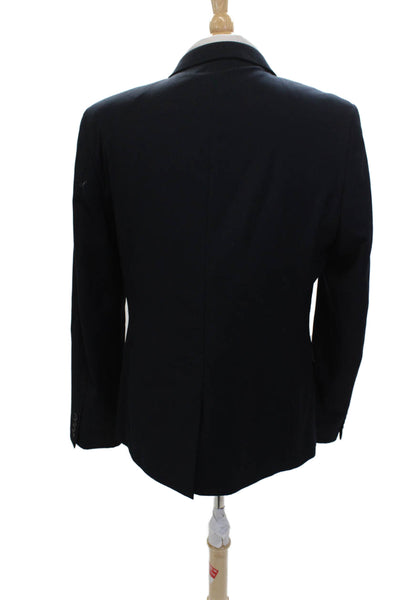 Topman Mens Dark Blue Collared Button Classic Blazer Size 46