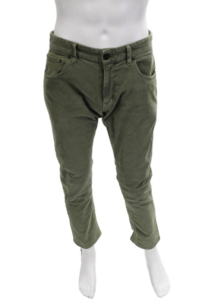PT Torino Mens Cropped Army Green Pants Button Size 32