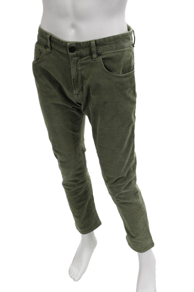 PT Torino Mens Cropped Army Green Pants Button Size 32