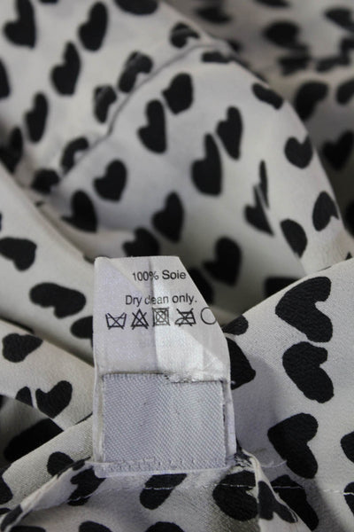 J Crew Womens Silk Collared Heart Button Up Blouse White Long Sleeve Size 4