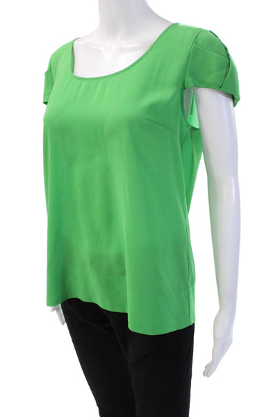 Zara Basic Women Green Viscose Round Neck Short Sleeve Blouse Size M