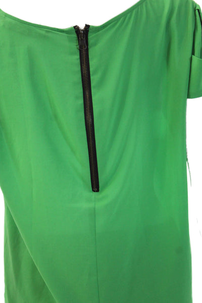 Zara Basic Women Green Viscose Round Neck Short Sleeve Blouse Size M