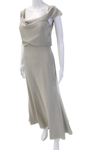 Jenny Yoo Women A-Line Maxi Dress Gray Short Sleeve Zip Size 4