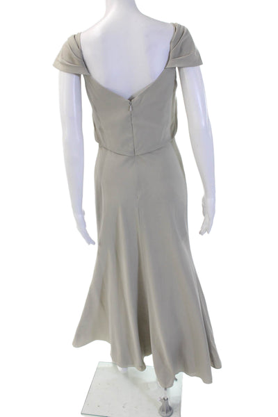 Jenny Yoo Women A-Line Maxi Dress Gray Short Sleeve Zip Size 4