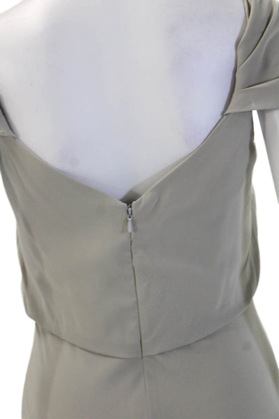 Jenny Yoo Women A-Line Maxi Dress Gray Short Sleeve Zip Size 4
