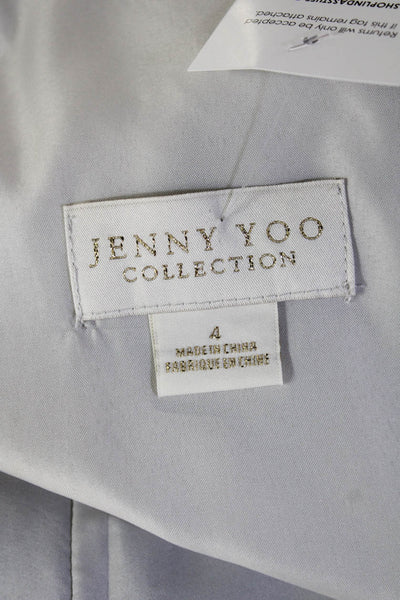 Jenny Yoo Women A-Line Maxi Dress Gray Short Sleeve Zip Size 4