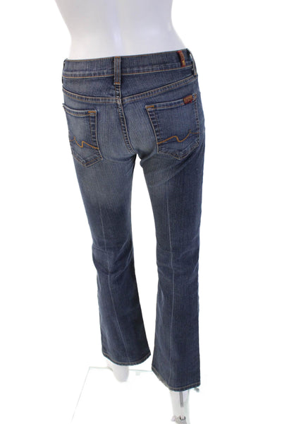 7 For All Mankind Womens Bootcut Jeans Dark Blue Low Rise Inseam 28 Size 26